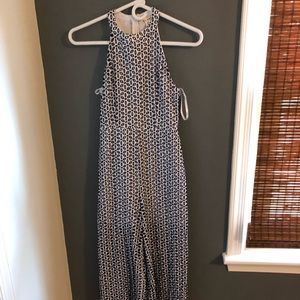 Blue and White Eyelet Jumpsuit